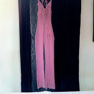 Fashion Nova Pink Crochet Jumpsuit Romper